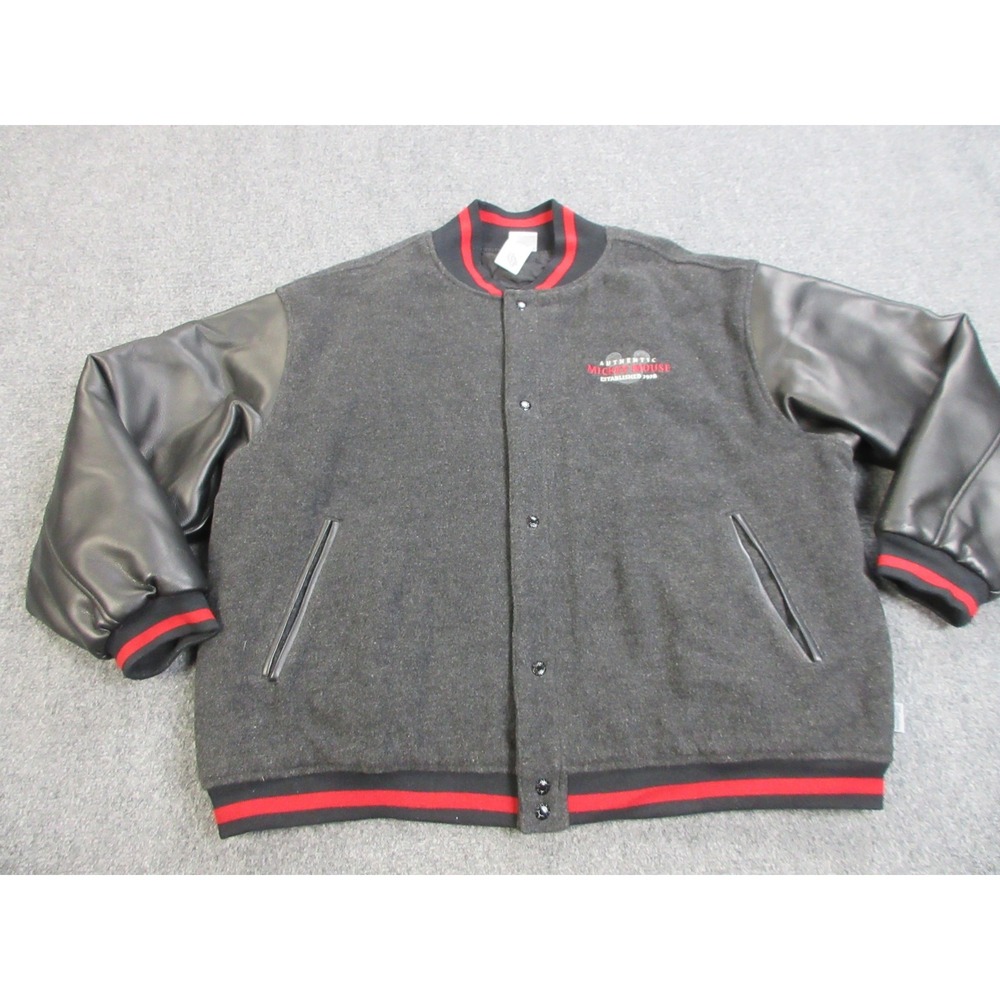 Disney‎ Store Jacket Mens XL Mickey Mouse Varsity Wool Leather 90s